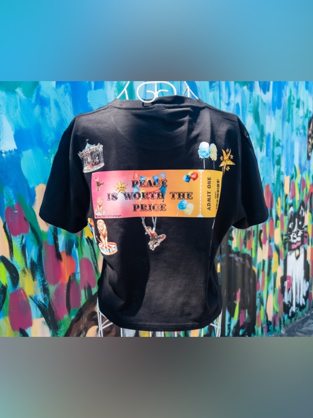 PEACE Is WORTH The PRICE Crop T Shirt size Medium - Black & Gold